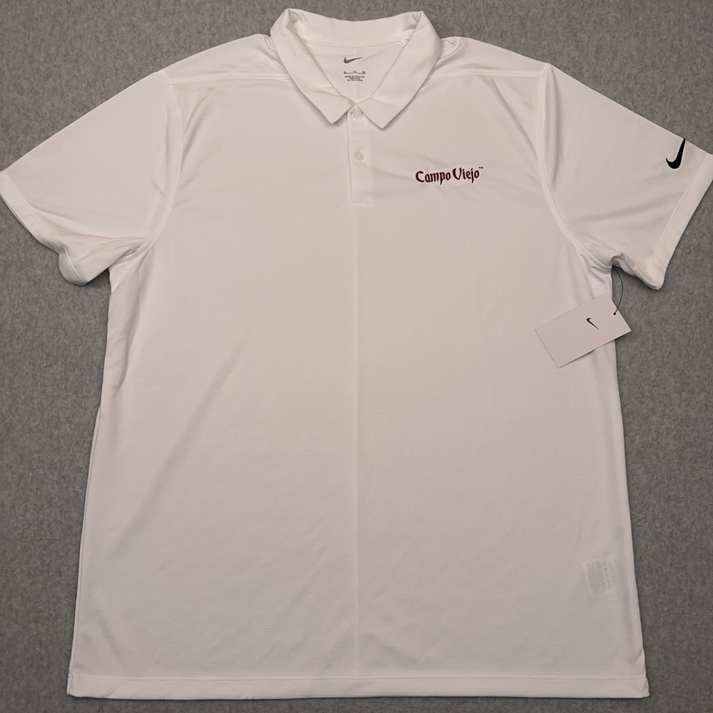 NEW Nike Dri-Fit Performance Polo Shirt Men's XL‎ White Campo Viejo Wines BV6042